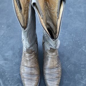 Gray Dan Post lizard boots Mens 8.5 D